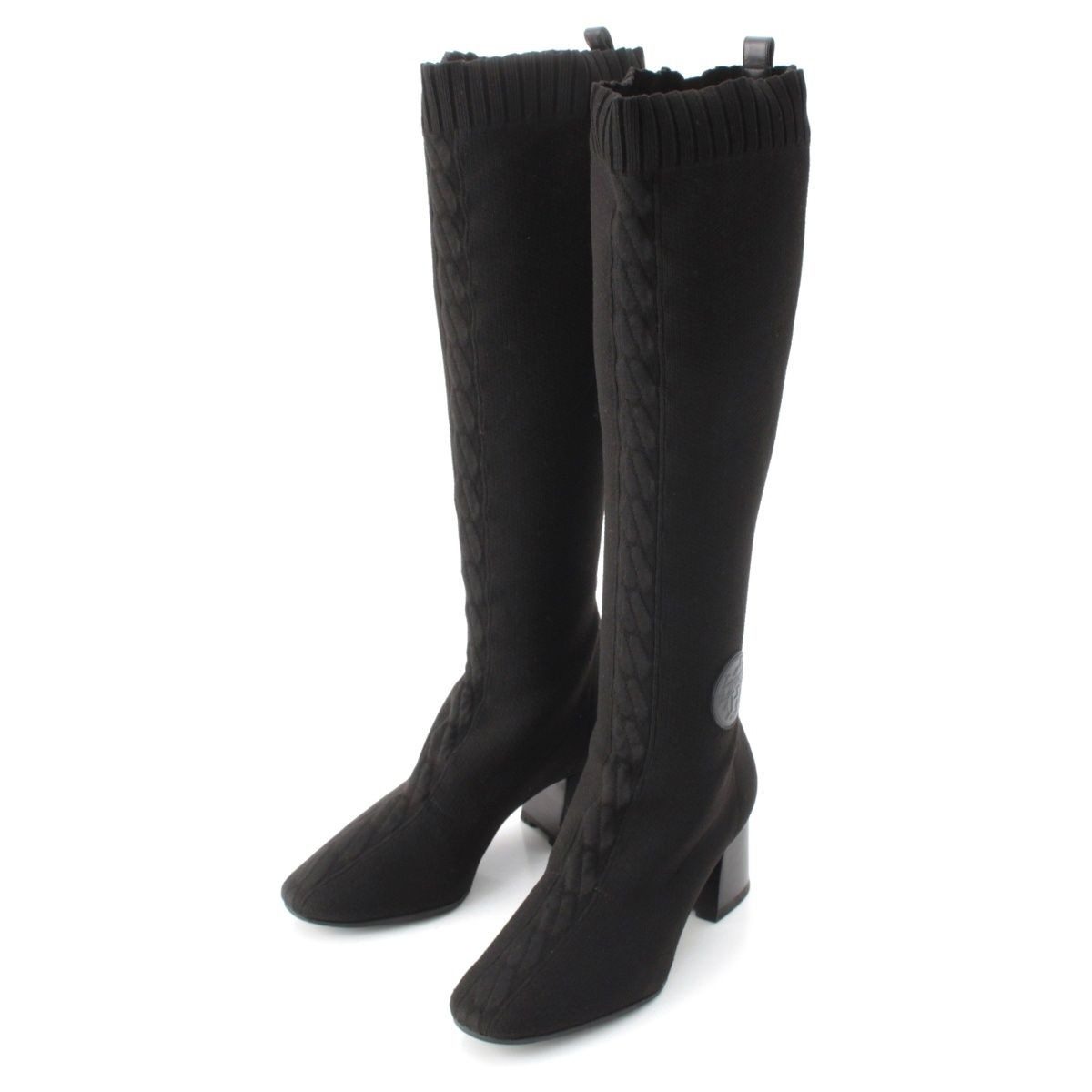 Hermes Knit Fontaine Long Boots Black 36