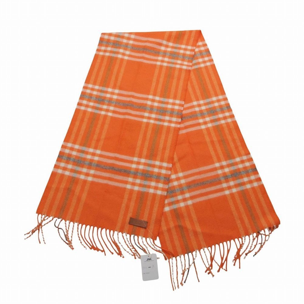 Hermes Cashmere Checkered Scarf 32 Orange