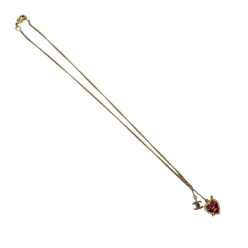 Chanel Coco Mark Heart Motif Chain Necklace Pendant 10P — view 6