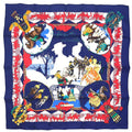 Hermes Carre 90 Seville Holiday Silk Navy White Red Scarf