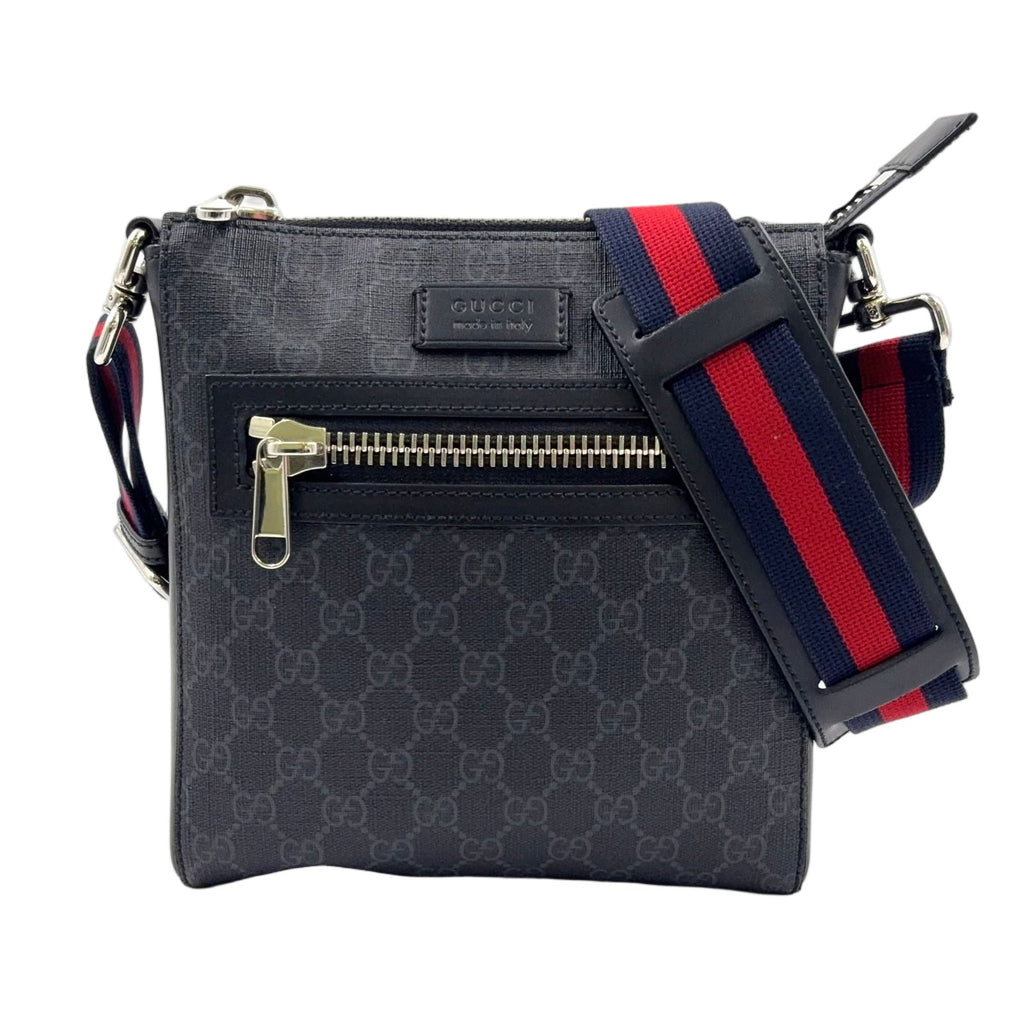 Gucci GG Supreme Small Leather Black Multicolor Shoulder Bag Silver