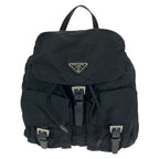 Prada Tessuto Black Silver Nylon Leather Backpack