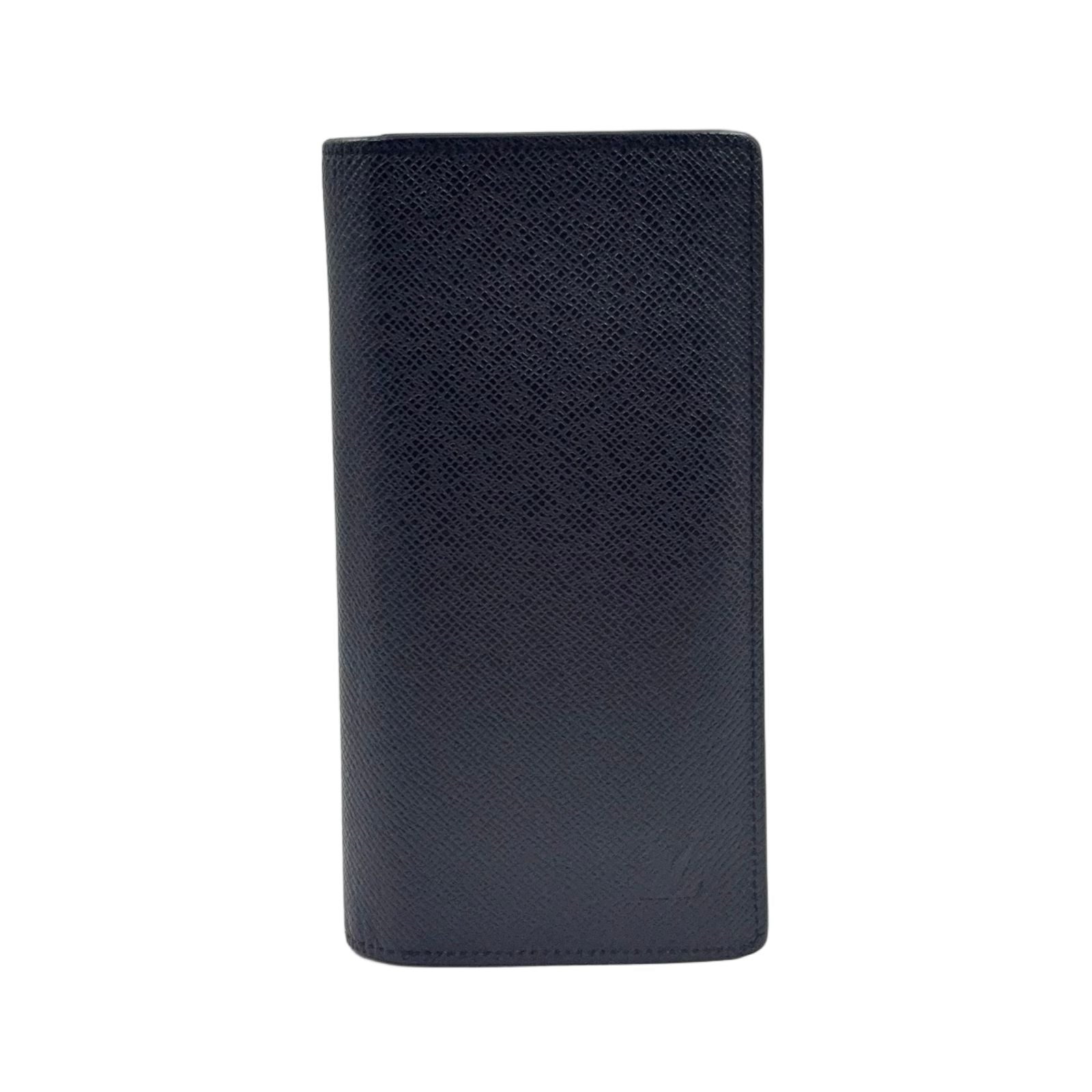 Louis Vuitton Portefeuille Brazza Taiga Leather Black Bifold Wallet Silver