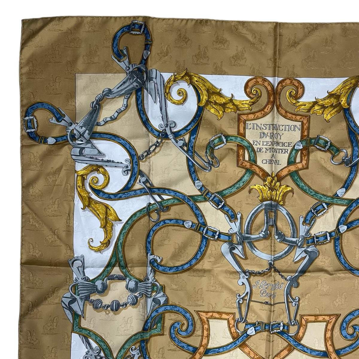 Hermes Scarf Silk Carre 90 L'instruction du Roy Imperial Studies Yellow — view 2