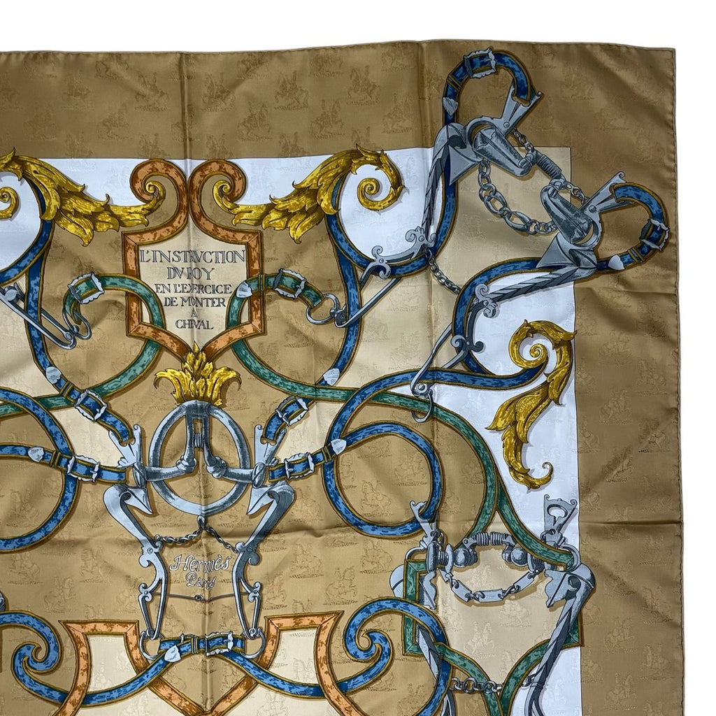 Hermes Scarf Silk Carre 90 L'instruction du Roy Imperial Studies Yellow — view 3
