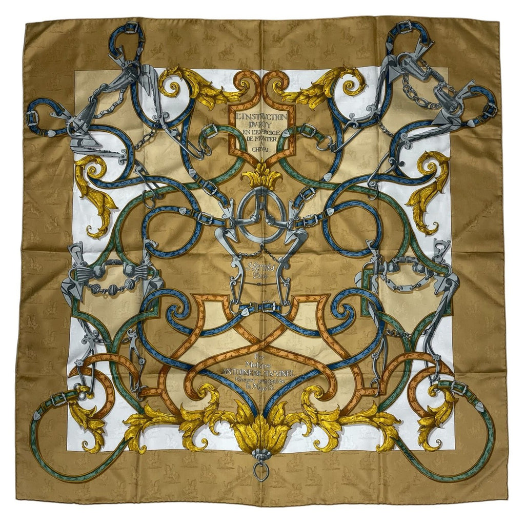 Hermes Scarf Silk Carre 90 L'instruction du Roy Imperial Studies Yellow