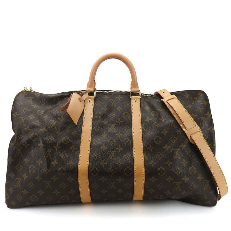 Louis Vuitton Boston Bag Keepall 55 Bandouliere Monogram Nubuck Brown
