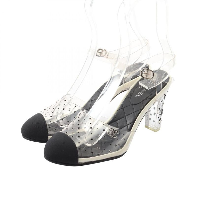 Chanel Sandals Coco Mark Rhinestone Black