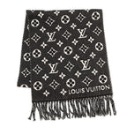 Louis Vuitton Scarf Echarpe LV Toujour Silk Cashmere Shawl Monogram Black