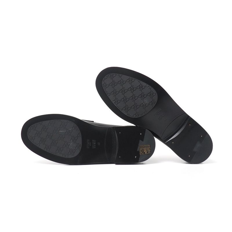 Fendi Loafers Size 40 Double F Zucca Logo Leather Shoes — view 6