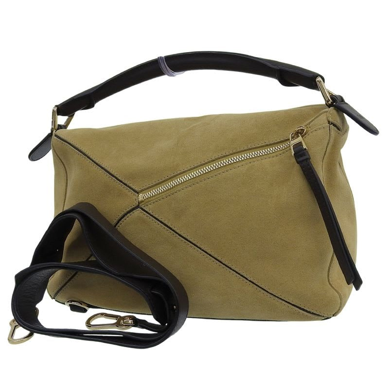 Loewe Puzzle Shoulder Suede Beige Bag — view 2