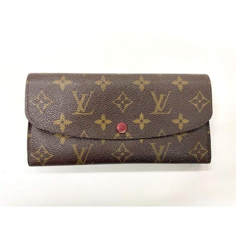 Louis Vuitton Monogram Portefeuille Emily Zipper Wallet Brown Rouge