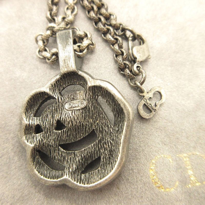 Christian Dior Rhinestone Metal Gunmetal Necklace 0084 — view 5