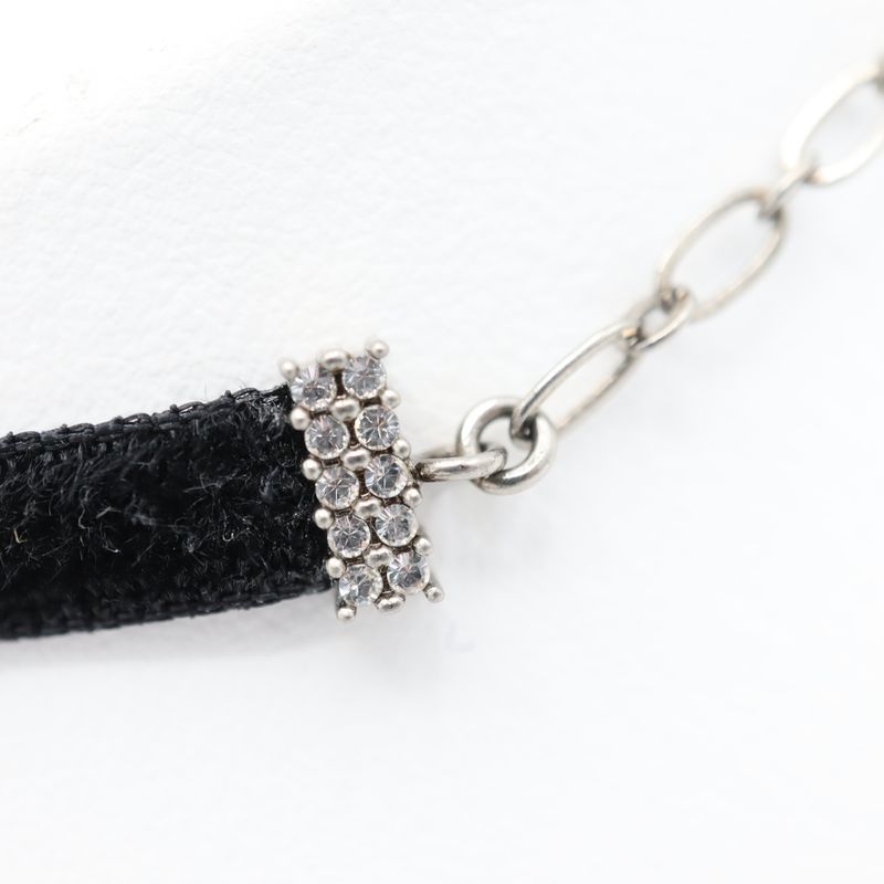 Christian Dior Choker Rhinestone Velour Black Yo649 — view 7