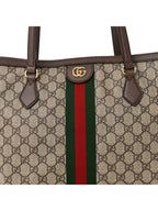 Gucci GG Supreme Ophidia Monogram Medium Shopping Tote Brown Tan Purse