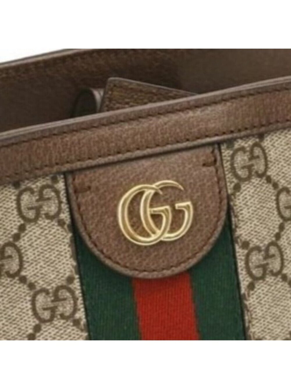 Gucci GG Supreme Ophidia Monogram Medium Shopping Tote Brown Tan Purse
