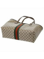 Gucci GG Supreme Ophidia Monogram Medium Shopping Tote Brown Tan Purse
