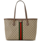 Gucci GG Supreme Ophidia Monogram Medium Shopping Tote Brown Tan Purse