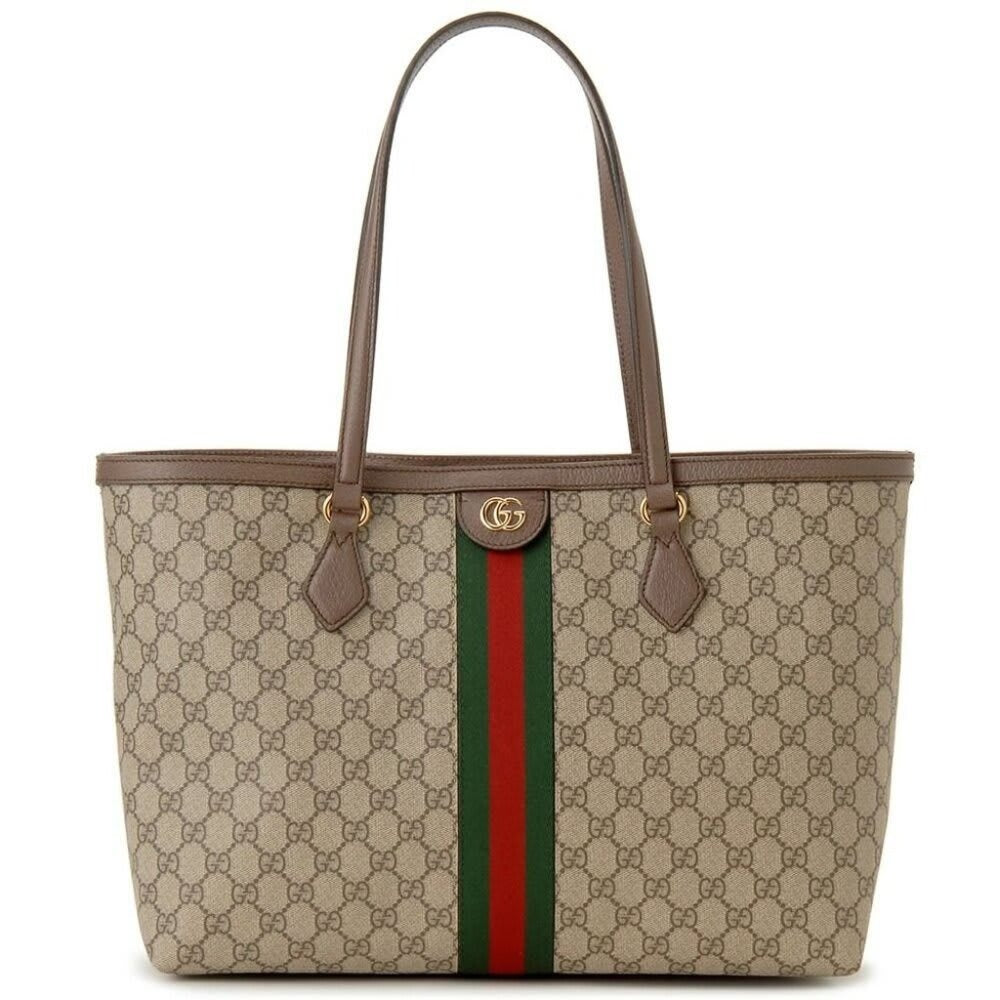 Gucci GG Supreme Ophidia Monogram Medium Shopping Tote Brown Tan Purse — view 2