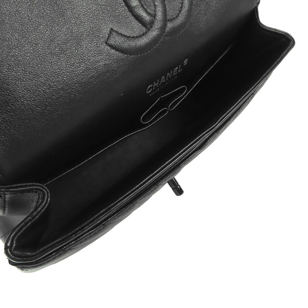 Chanel Chain Shoulder Bag So Black Lambskin Stitch 25 Double Flap — view 4