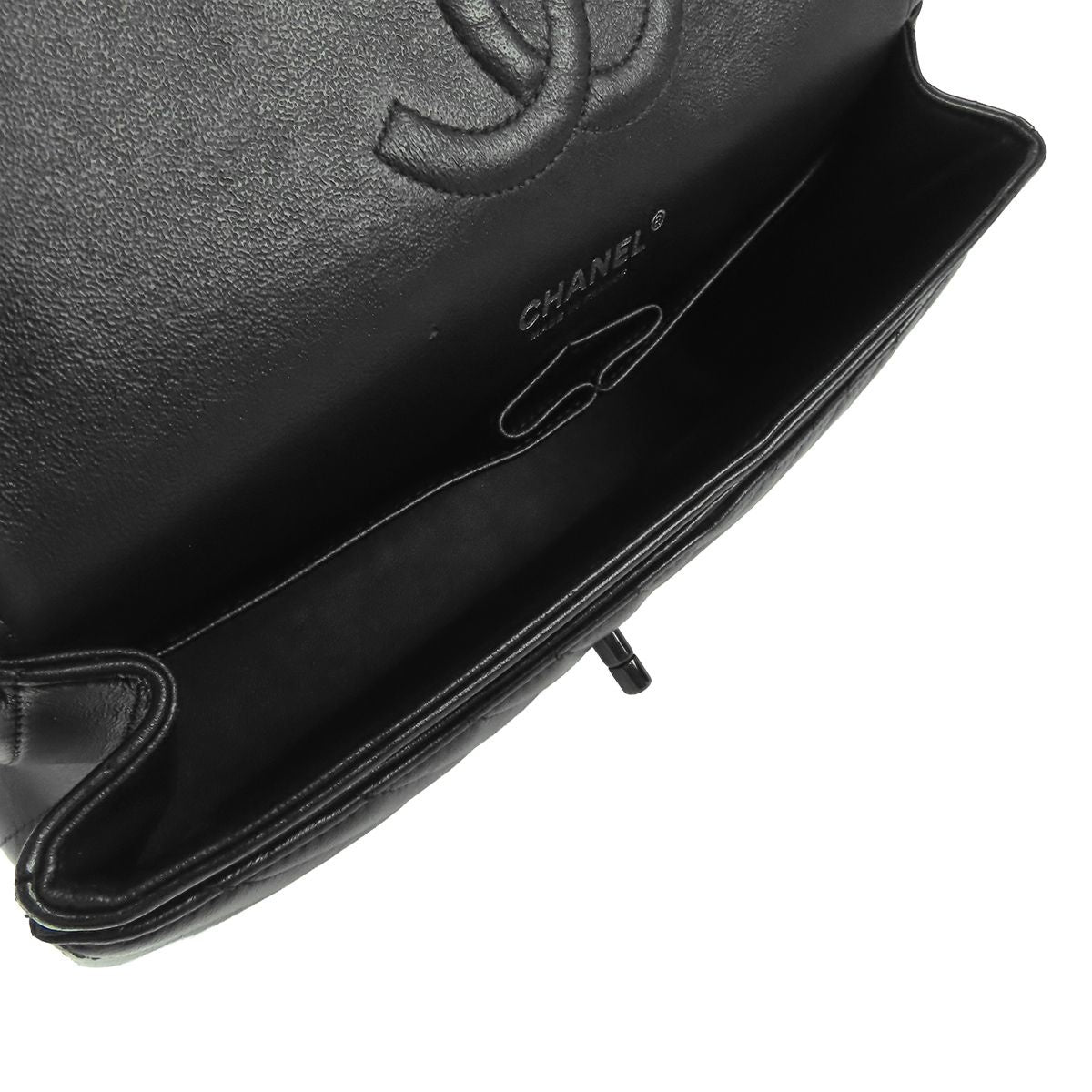 Chanel Chain Shoulder Bag So Black Lambskin Stitch 25 Double Flap — view 4