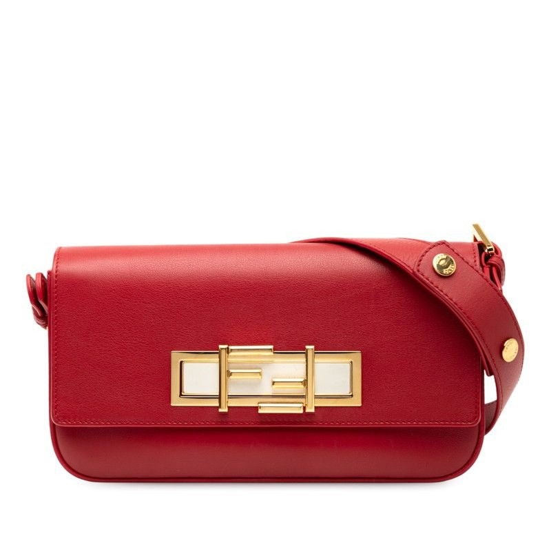 Fendi Trebuchet One Shoulder Bag 8 Br720 Red Leather
