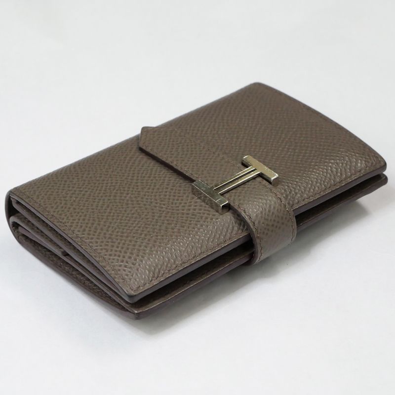 Hermes Bearn Mini Compact Wallet Ethane Silver Hardware Epson — view 4