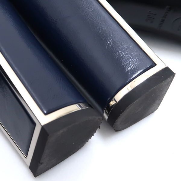 Chanel Short Boots 36 Side Gore Leather Navy Coco Mark — view 7