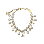 Louis Vuitton Bracelet Pearl River M1685 a Monogram Flower Logo White — view 2
