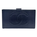 Chanel CC Logo Caviar Leather Black Bifold Wallet Gold