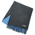 Hermes Muffler Shawl Blue Black 100% Cashmere Large Size Scarf