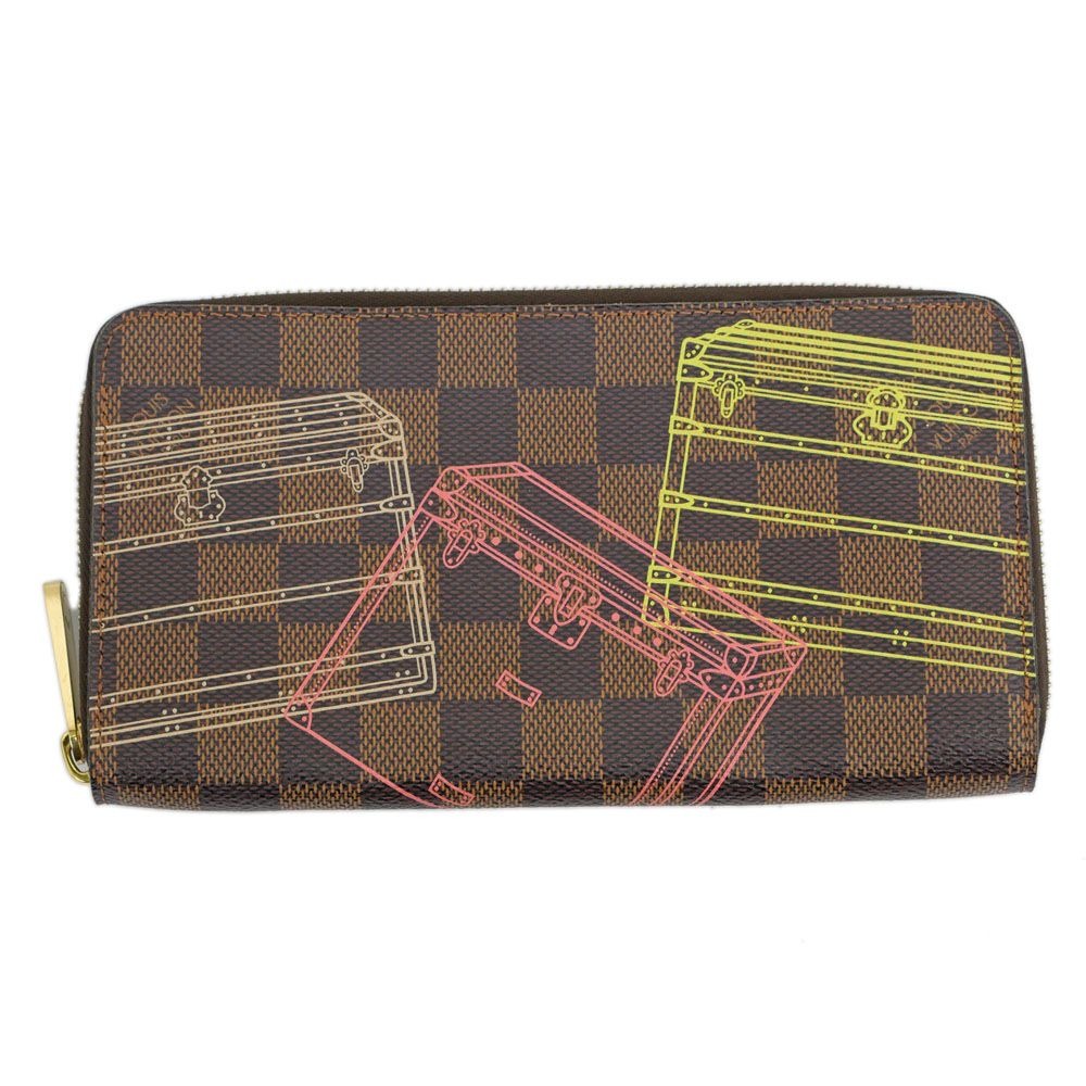 Louis Vuitton Zippy Wallet Damier Trunk Pink Stripe Leather Long