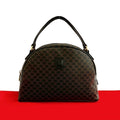 Celine Vintage Macadam Blason Triomphe Pattern Leather Handbag Mini Boston Bag