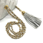 Chanel CC Logo Quilted Chain Shoulder Bag with Fringe Vanity Silver Leather — view 7