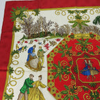 Hermes Scarf Carre 90 Joies D'hiver Winter Pleasures Silk Red Ivory Gold Large — view 8