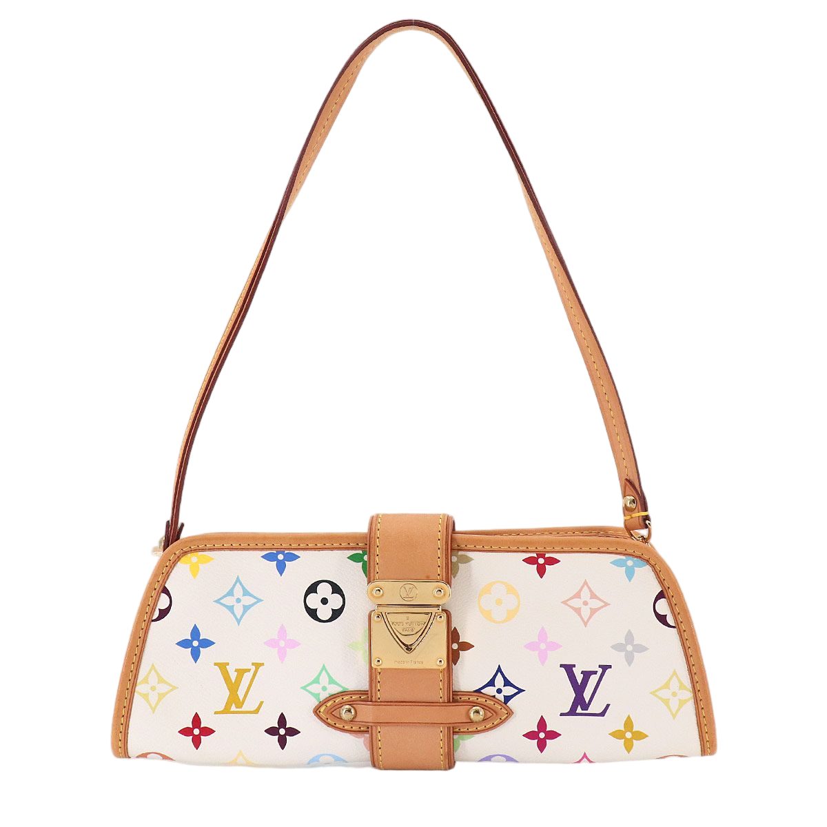 Louis Vuitton Monogram Multicolor Charlie Shoulder Clutch Blanc