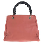 Gucci Bamboo Pink Gold Leather Tote