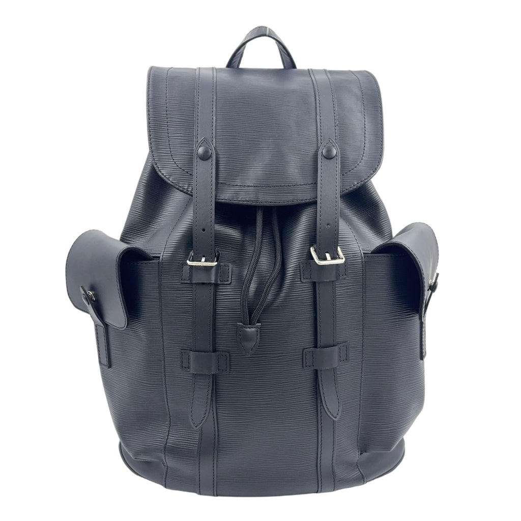 Louis Vuitton Christopher PM Epi Noir Leather Black Backpack Silver