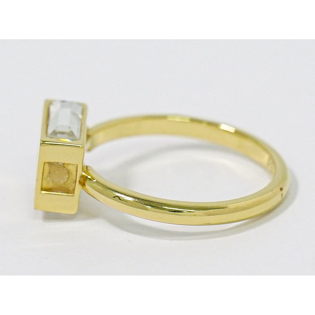 Fendi FF Logo Crystal Stone Ring Gold Plated — view 2
