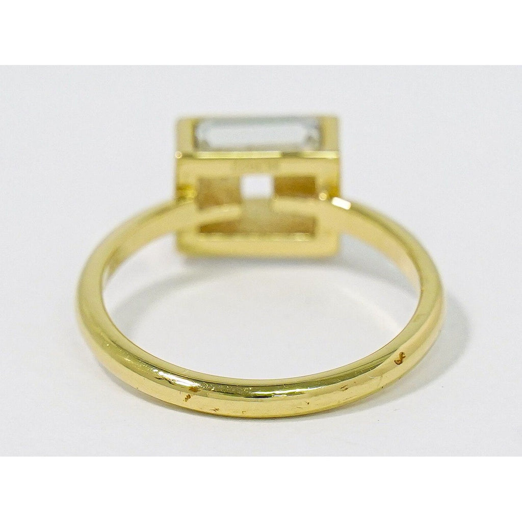 Fendi FF Logo Crystal Stone Ring Gold Plated — view 4