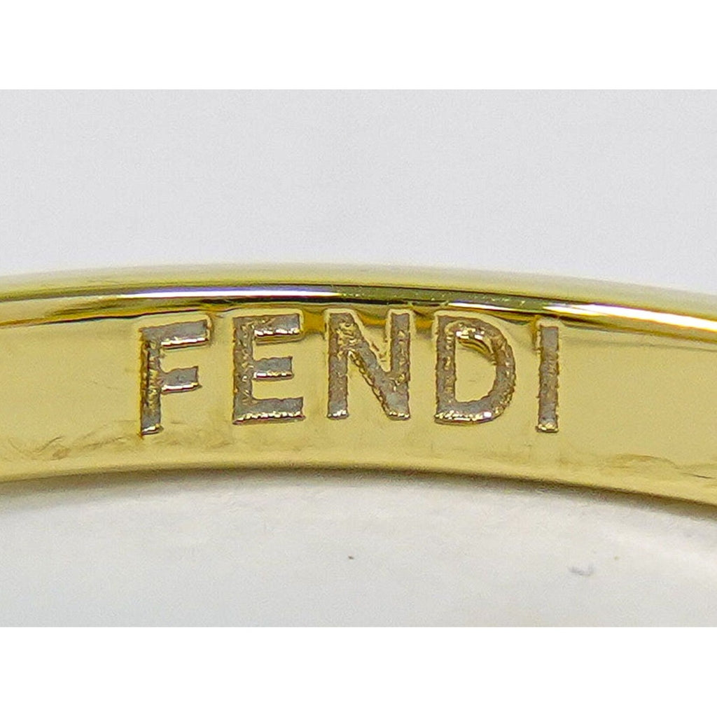 Fendi FF Logo Crystal Stone Ring Gold Plated — view 7