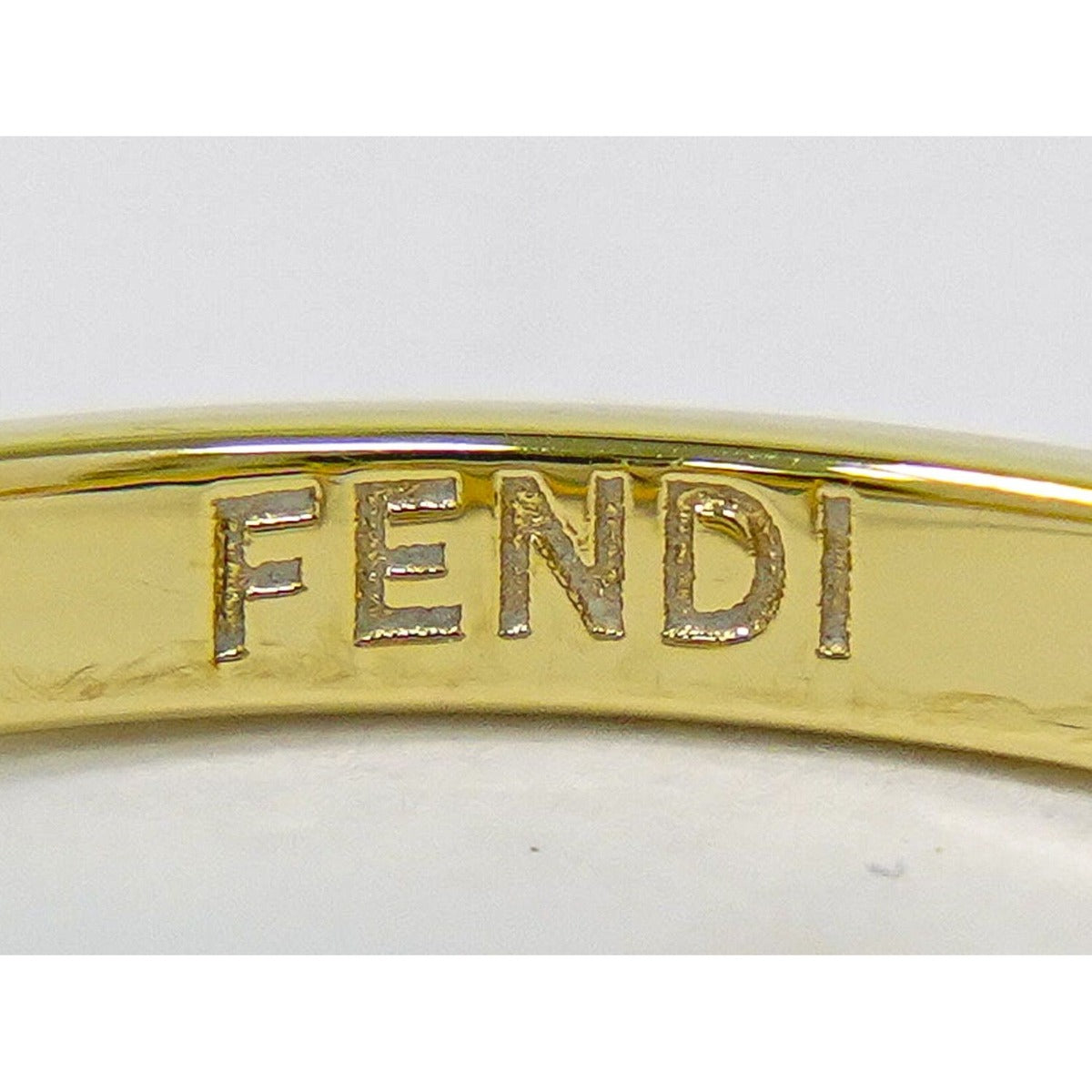 Fendi FF Logo Crystal Stone Ring Gold Plated — view 7