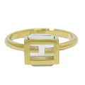 Fendi FF Logo Crystal Stone Ring Gold Plated