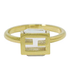 Fendi FF Logo Crystal Stone Ring Gold Plated