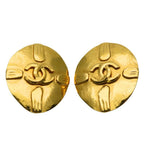 Chanel Earrings CC Logo Metal Gold Plated