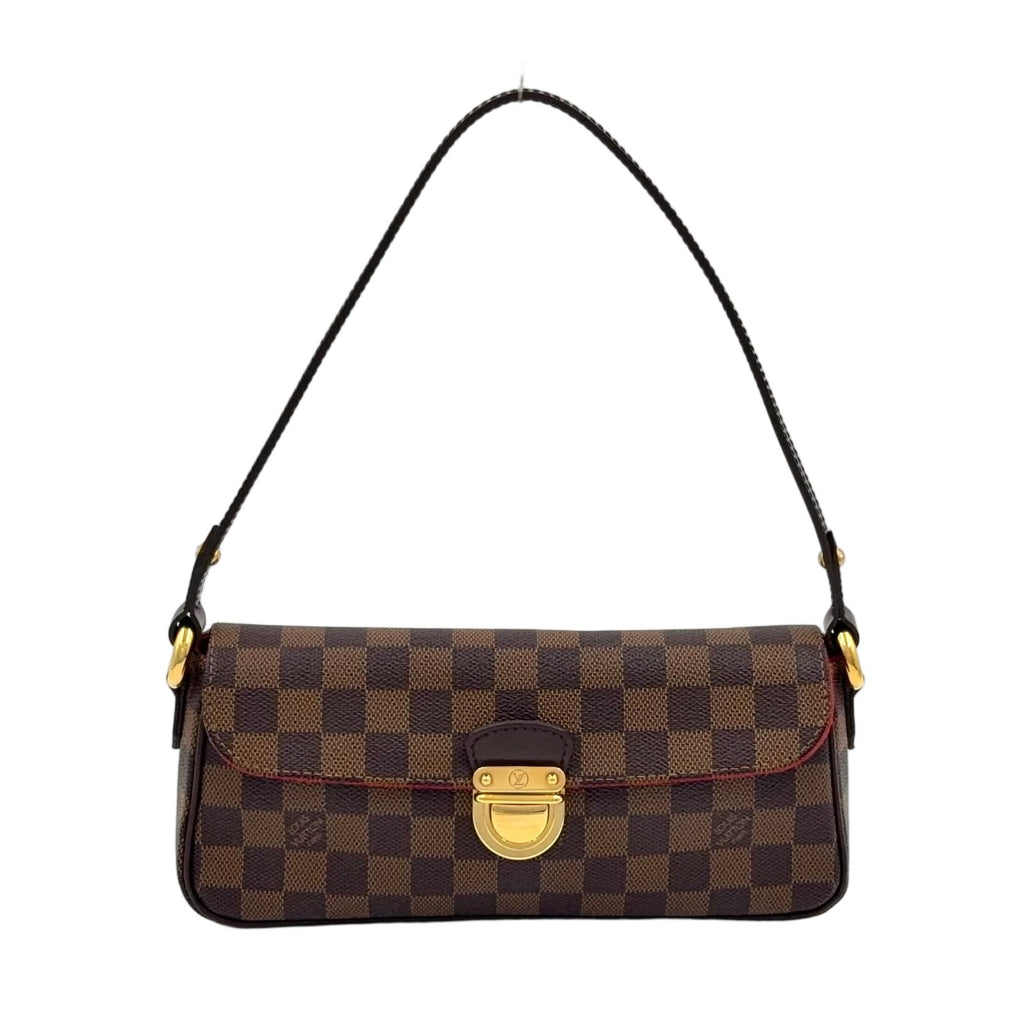 Louis Vuitton Ravello PM Damier Ebene Leather Brown Shoulder Bag Gold