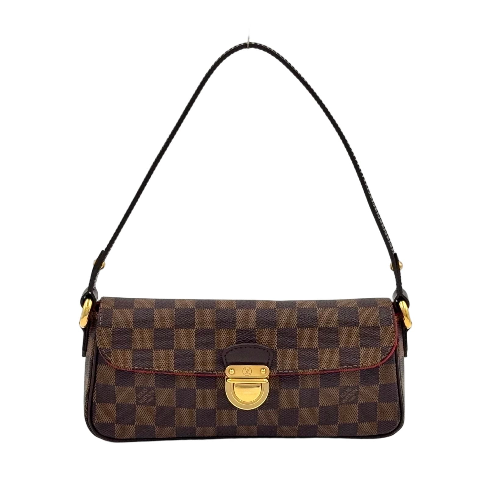 Louis Vuitton Ravello PM Damier Ebene Leather Brown Shoulder Bag Gold