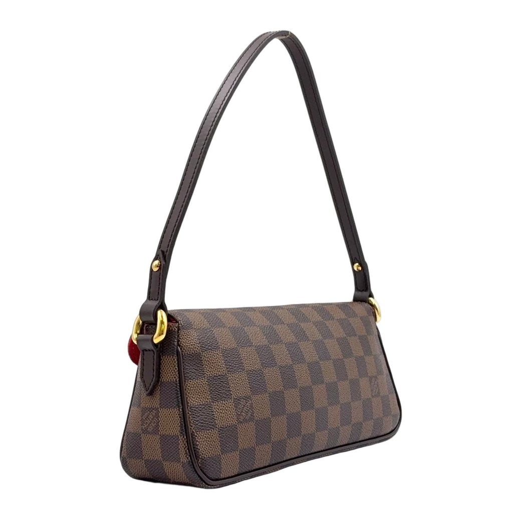 Louis Vuitton Ravello PM Damier Ebene Leather Brown Shoulder Bag Gold — view 2