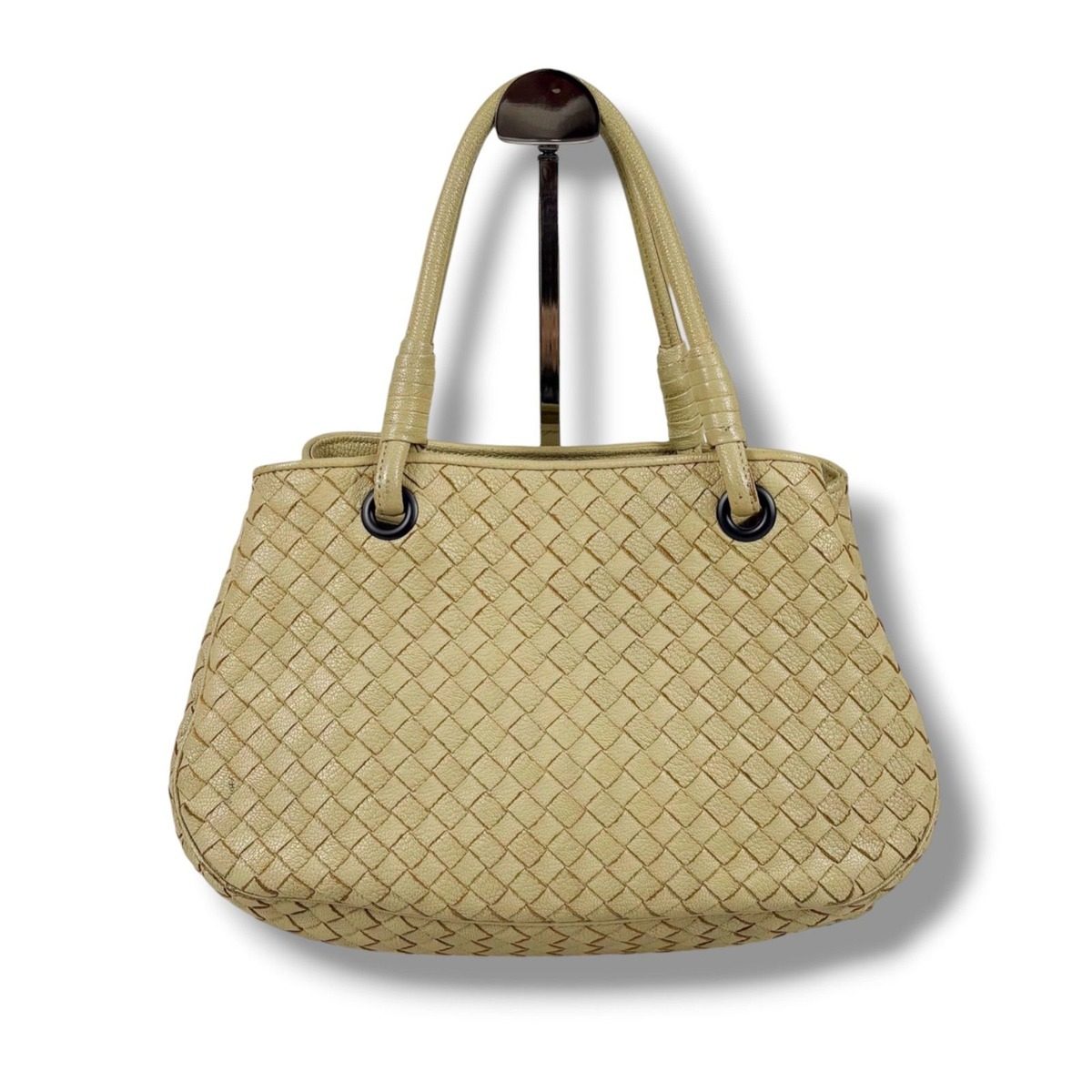 Bottega Veneta Intrecciato Leather Satchel Handbag Beige — view 2