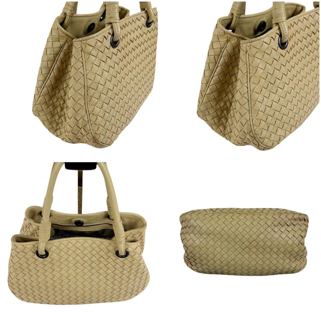 Bottega Veneta Intrecciato Leather Satchel Handbag Beige — view 3